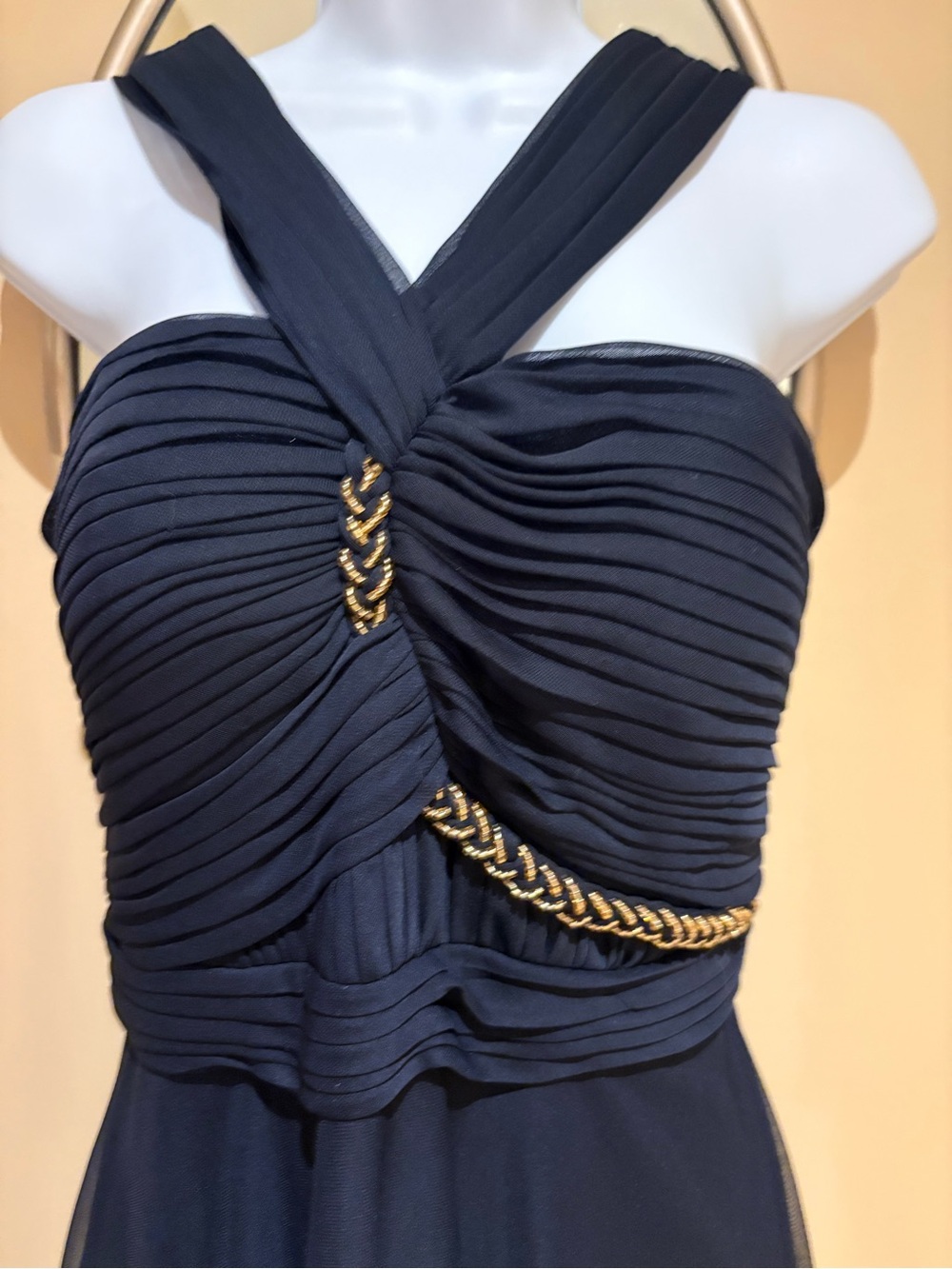 Betsy & Adam Navy and Gold cocktail Dress Size 8